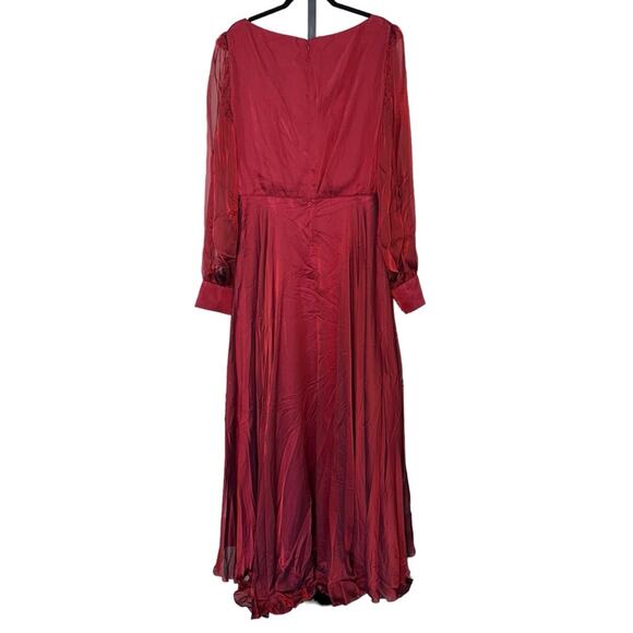 NWOT MAC DUGGAL Garnet A-Line Blouson Sleeve Chiffon Ballgown Dress Women’s - Picture 9 of 15